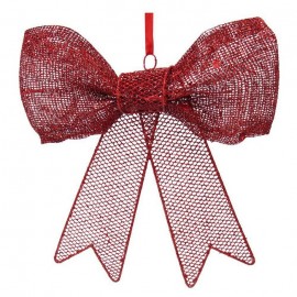 Fiocco Natalizio a Rete Rosso Glitter 20 X 4 X 22,50 Cm Shop