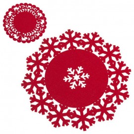 Tovaglietta in Feltro Rossa con Fiocco di Neve 33 cm