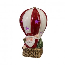 Palloncino in Ceramica Babbo Natale in Mongolfiera con Luce Led 7 x 7 x 12,60 cm