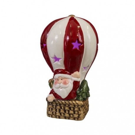 Palloncino in Ceramica Babbo Natale in Mongolfiera con Luce Led 7 x 7 x 12,60 cm Shop 