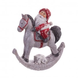 Statuetta Babbo Natale a Cavallo 9,50 X 3,50 X 10,50 Cm