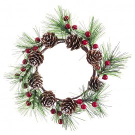 Ghirlanda Natalizia con Pigne e Bacche per Candele 10 Cm Online