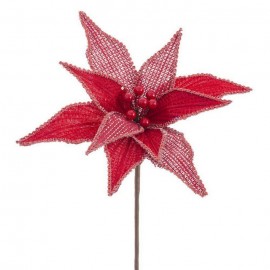 Fiore Stella di Natale in Tessuto Rosso e Bianco 30 X 65 Cm Online