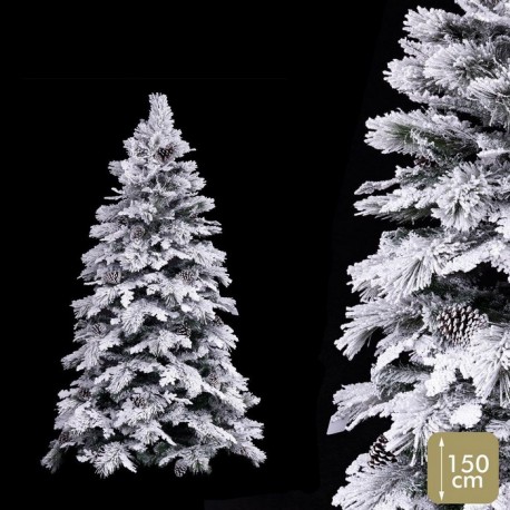 Albero 150 Cm 272 Rami Innevati Con Pigne