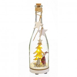 Bottiglia Decorativa con Babbo Natale e Luci 8,50x8,50x29,50cm Shop