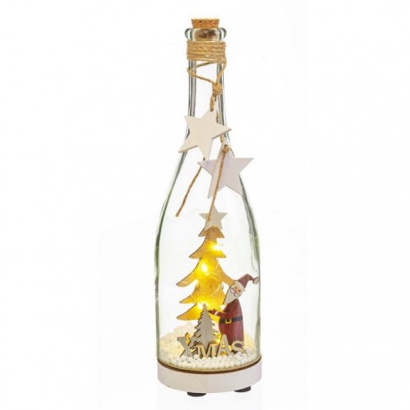 Bottiglia Decorativa con Babbo Natale e Luci 8,50x8,50x29,50cm Shop
