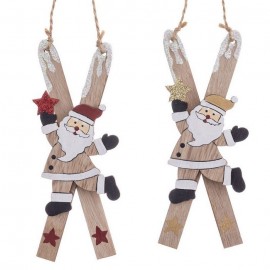 Decorazione Appesa Babbo Natale Sci 0,90 X 15 X 5 Cm Shop