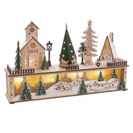 Compra Paesaggio Case con Musica e 6 Luci in Legno 45x10x27 cm