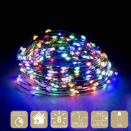 Catena Luminosa con 100 Luci Led Multicolor con 8 Funzioni Shop