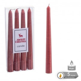 Ordina Set di 4 Candele Rosso Perlato 1,80 X 20 Cm