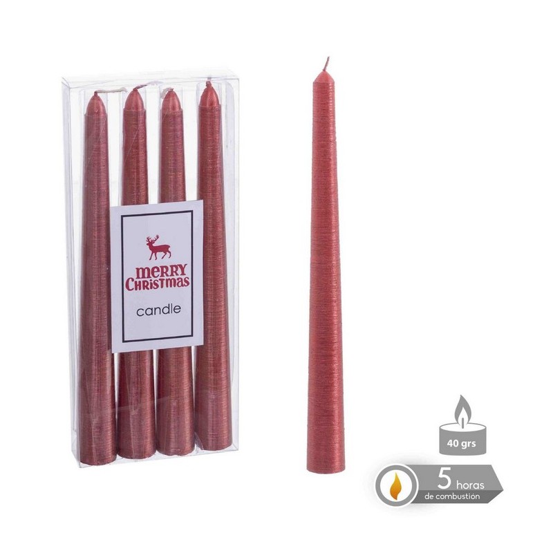 Set di 4 Candele Rosso Perlato 1,80 X 20 Cm