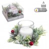 Compra Candela Natalizia in Bicchiere di Vetro con Aghi di Pino 10,50 X 10,50 X 6,70