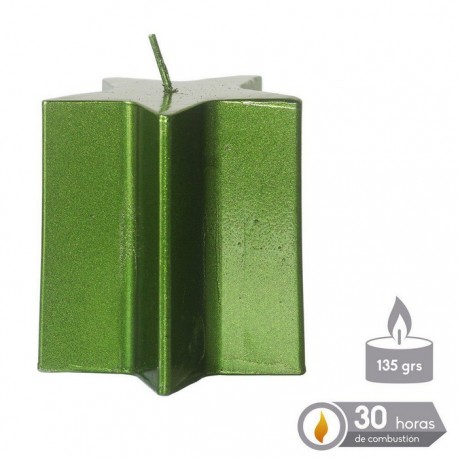 Compra Candela Natalizia a Stella Verde Metallizzata 7 X 7,50 Cm