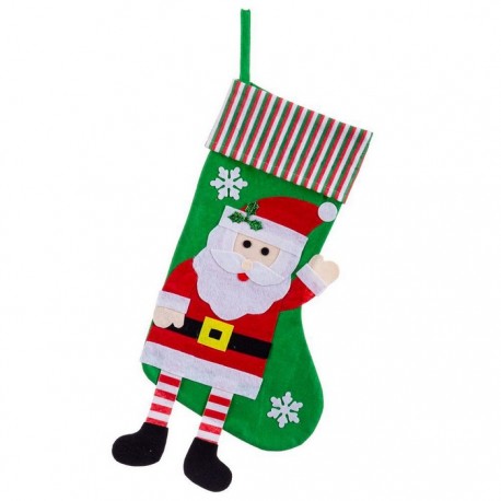 Calza Befana Verde con Babbo Natale 46 X 25 X 20 Cm Online