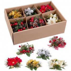 Portacandele Natalizio con Fiori 12 X 12 Cm