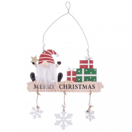 Decorazione Appesa "Merry Christmas" con Babbo Natale e Regali 37 X 22 X 12 Cm Economico