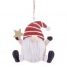 Decorazione Appesa Babbo Natale con Cappello in Legno 15 X 15 Cm Online