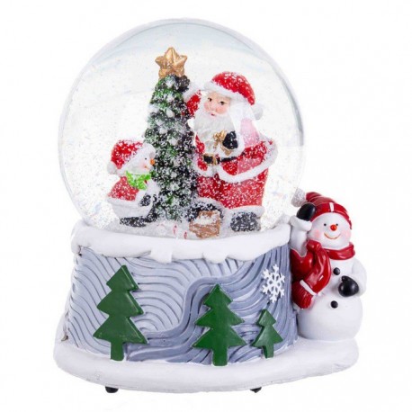 Palla in Vetro Babbo Natale con Musica 13 X 10,50 X 14,50 Cm Economica