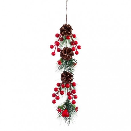 Acquista Decorazione da Appendere con Pigne e Bacche Rosse 35 Cm