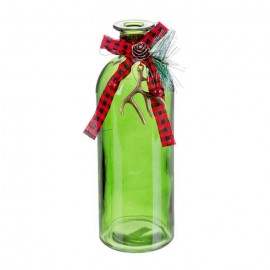 Bottiglia Natalizia con Fiocco Verde 7 x 20 Cm Shop
