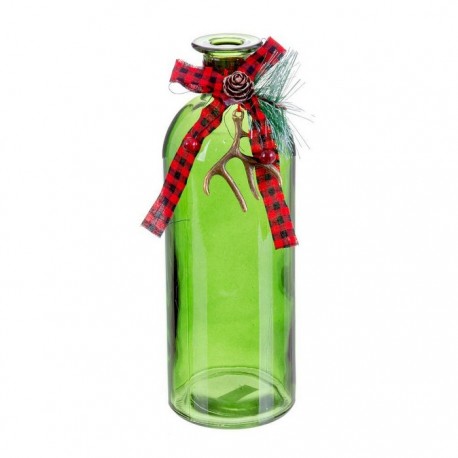 Bottiglia Natalizia con Fiocco Verde 7 x 20 Cm Shop