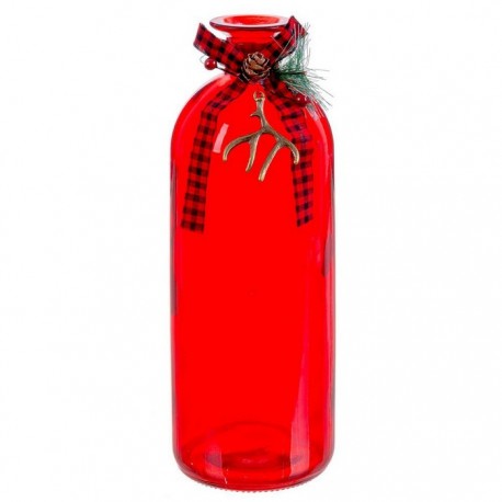 Bottiglia Natalizia con Fiocco Rosso 8 x 26,50 Cm Shop