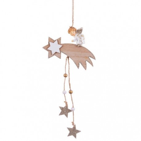 Compra Decorazione Appesa Stella di Natale in Legno con Angelo 36 X 14 X 1 Cm