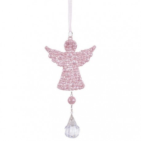 Ciondolo Appeso Angelo Stilizzato Rosa con Glitter 18X 9.50 Cm Online