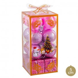 Palline Plastica Natale Rosa 5x5x5 cm