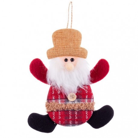Decorazione Appesa Babbo Natale in Stoffa con Cappello 18 X 15 Cm Shop