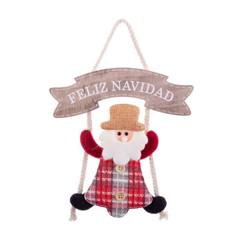 Babbo Natale in Stoffa da Appendere con Scritta Buon Natale 20 x 20 cm