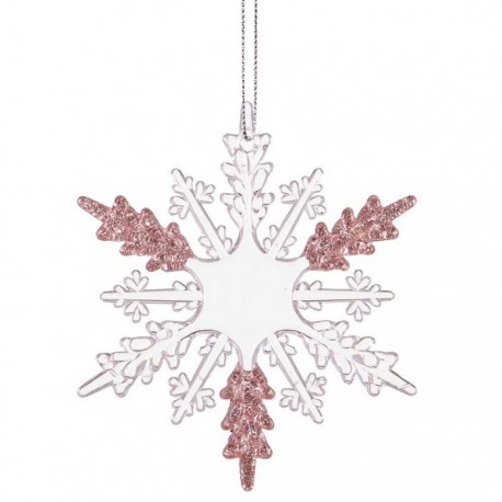 Decorazione Appesa di Fiocco di Neve con Dettagli Rosa 9 X 10,50 X 0,50 Cm Shop
