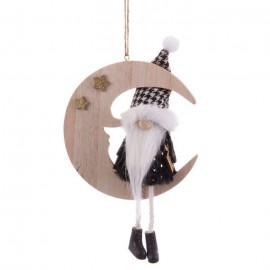 Decorazione Appesa Babbo Natale Luna in Legno 13 X 15 X 19 Cm Shop