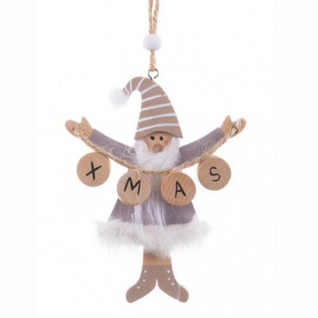 Decorazione Appesa Babbo Natale Beige 10 X 22 X 1 Cm Online