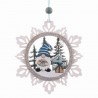 Fiocco di Natale Bianco in Legno con Gnomo 12 X 10 X 0,80 Cm Online