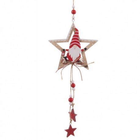 Decorazione Appesa Babbo Natale Stelle in Legno 37 X 10 X 0,70 Cm Shop