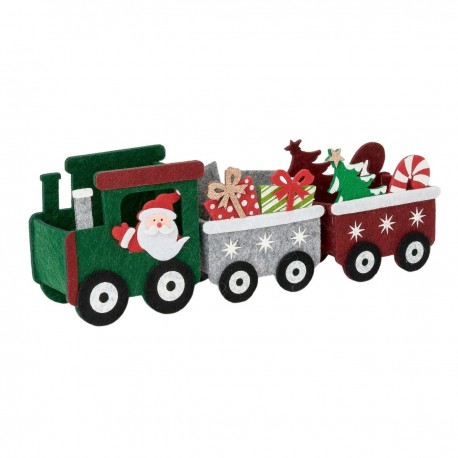 Trenino di Babbo Natale con Vagoni in Feltro 27 cm