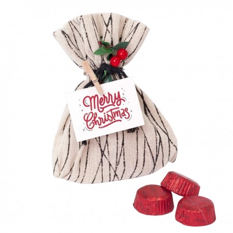 Sacchetto Cioccolatini Merry Christmas con Linee Nere Shop