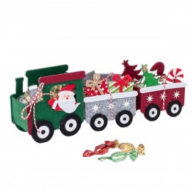 Treno di Babbo Natale in Feltro con Vagoni 27 cm