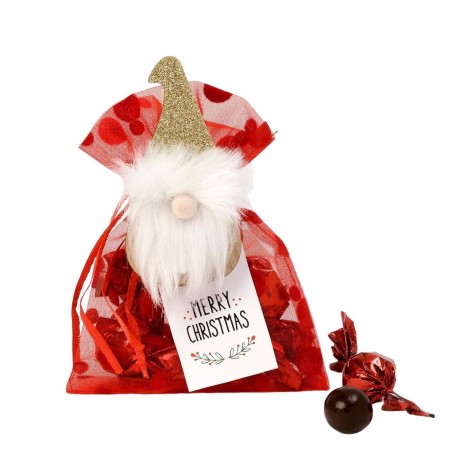 Compra ﻿Sacchetto in Tessuto Rosso con Clip Gnomo Natalizio e 4 Croki Hoc 10x12cm