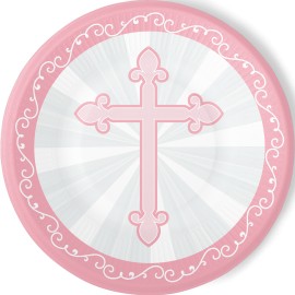 8 Piatti con Croce Rosa 23 cm