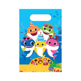 6 Borse di Carta Baby Shark 23 X 16 cm