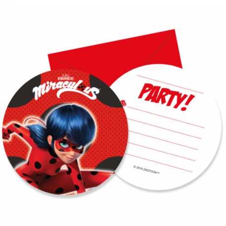 6 Inviti LadyBug con Busta