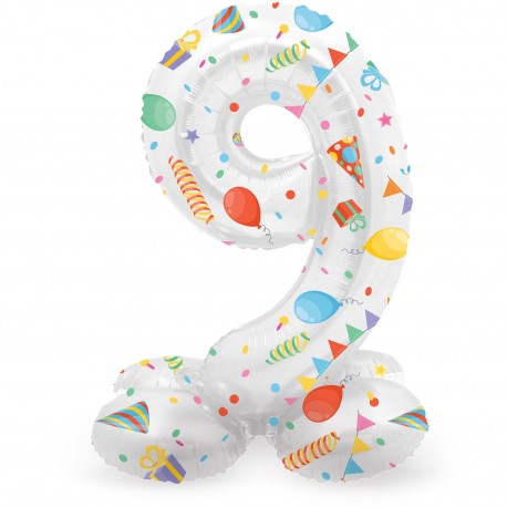 Palloncino Numero 9 Joyful con Base