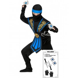 Disfraz de Ninja Azul Kombat Con Armas
