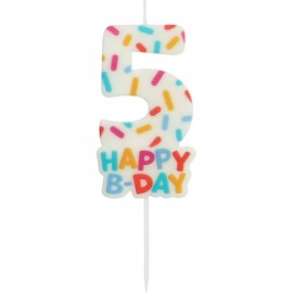 Candela Cozy Sprinkles Numero 5 di 7 cm