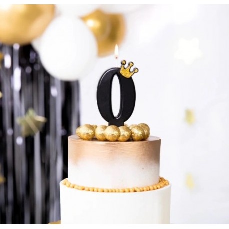 Candelina Numero 0 Nera Con Corona