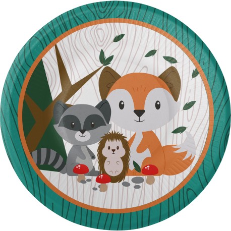 8 Piatti con Animali del Bosco 23 cm