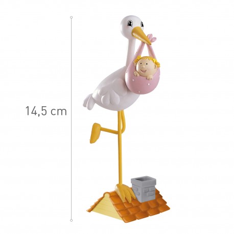 Statuetta Battesimo Cicogna Bambina 14 cm