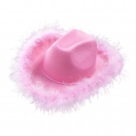 Cappello da Cowgirl Rosa con Piume
